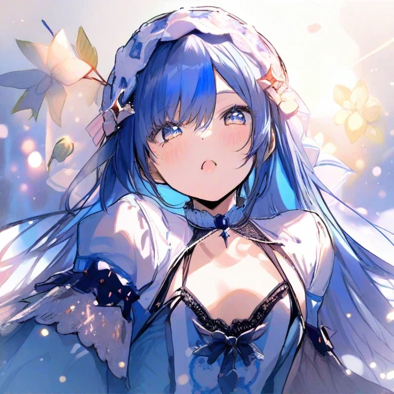 cute girl with pretty blue hair