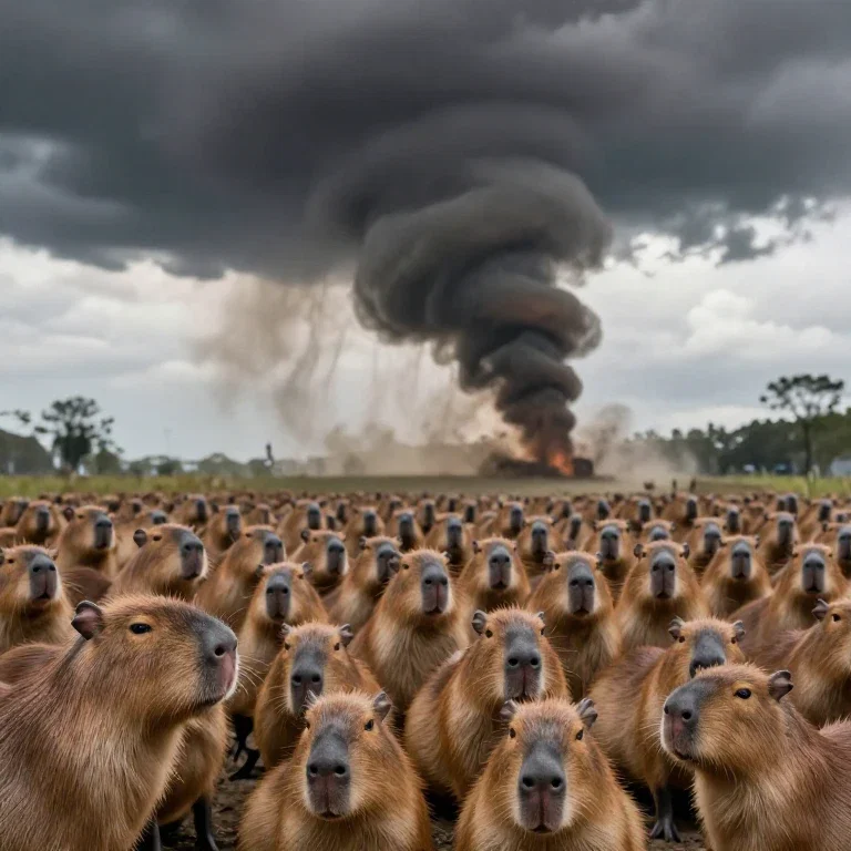 tornado of hundreds of capybaras