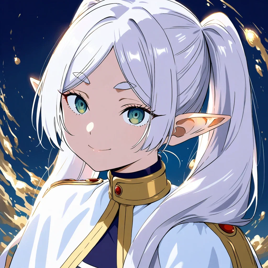 frieren anime elf white hair cape
