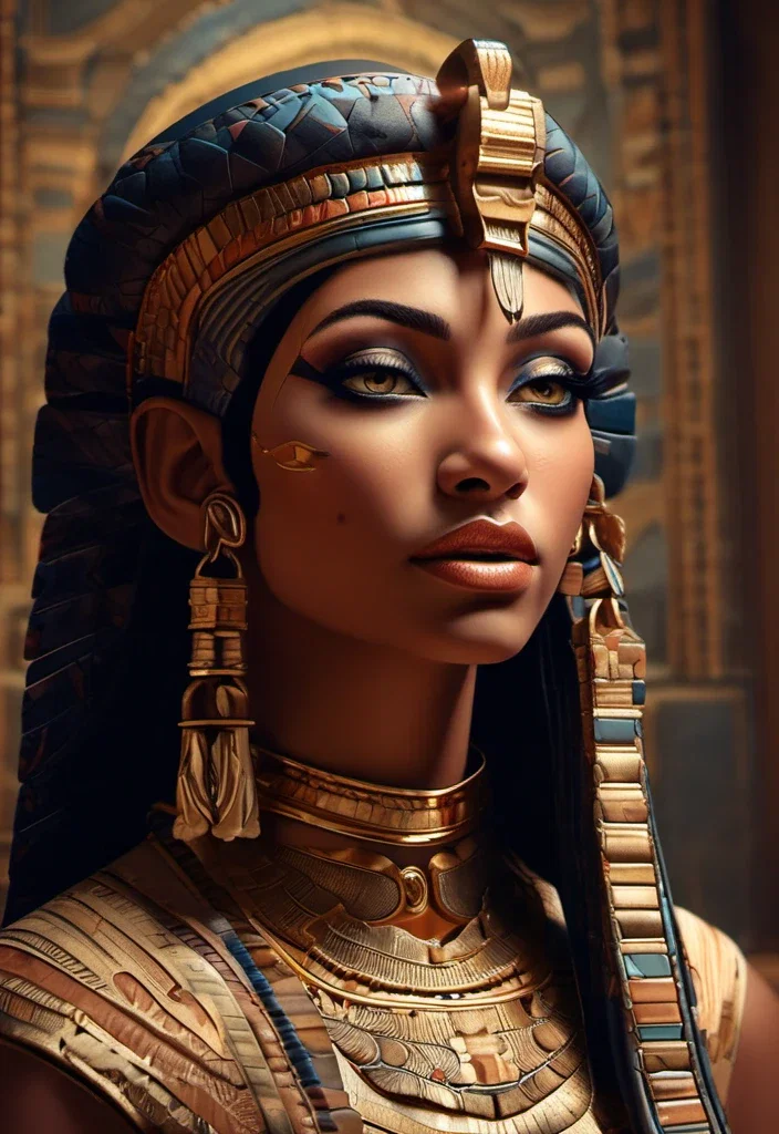 egyptian princess bust fantasy illustration regal pose