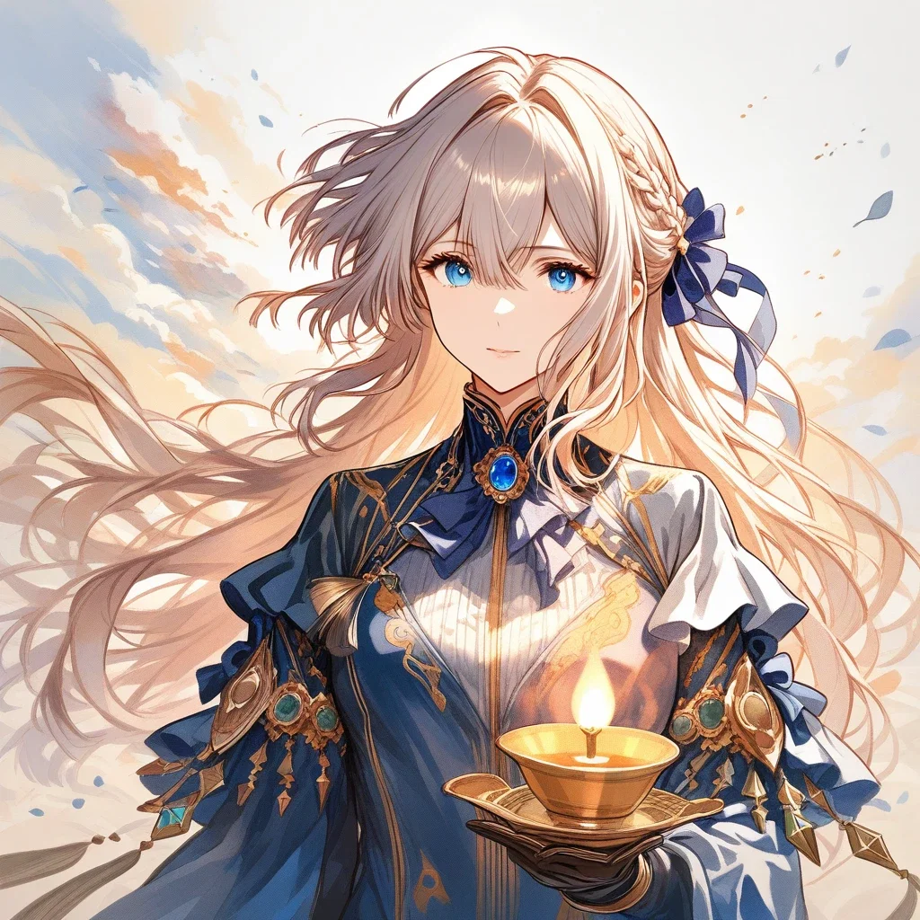 violet evergarden watercolor painting candlelight