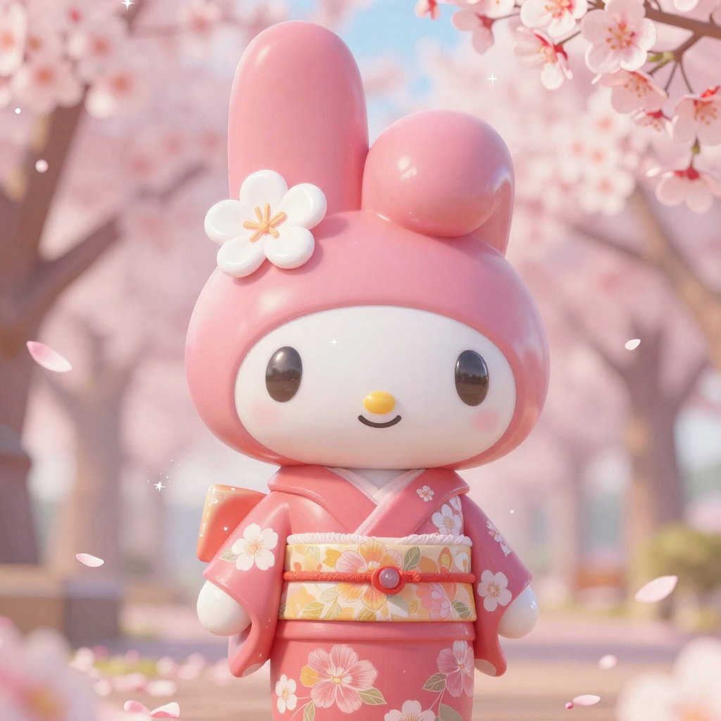 my melody in peony kimono cherry blossom tunnel