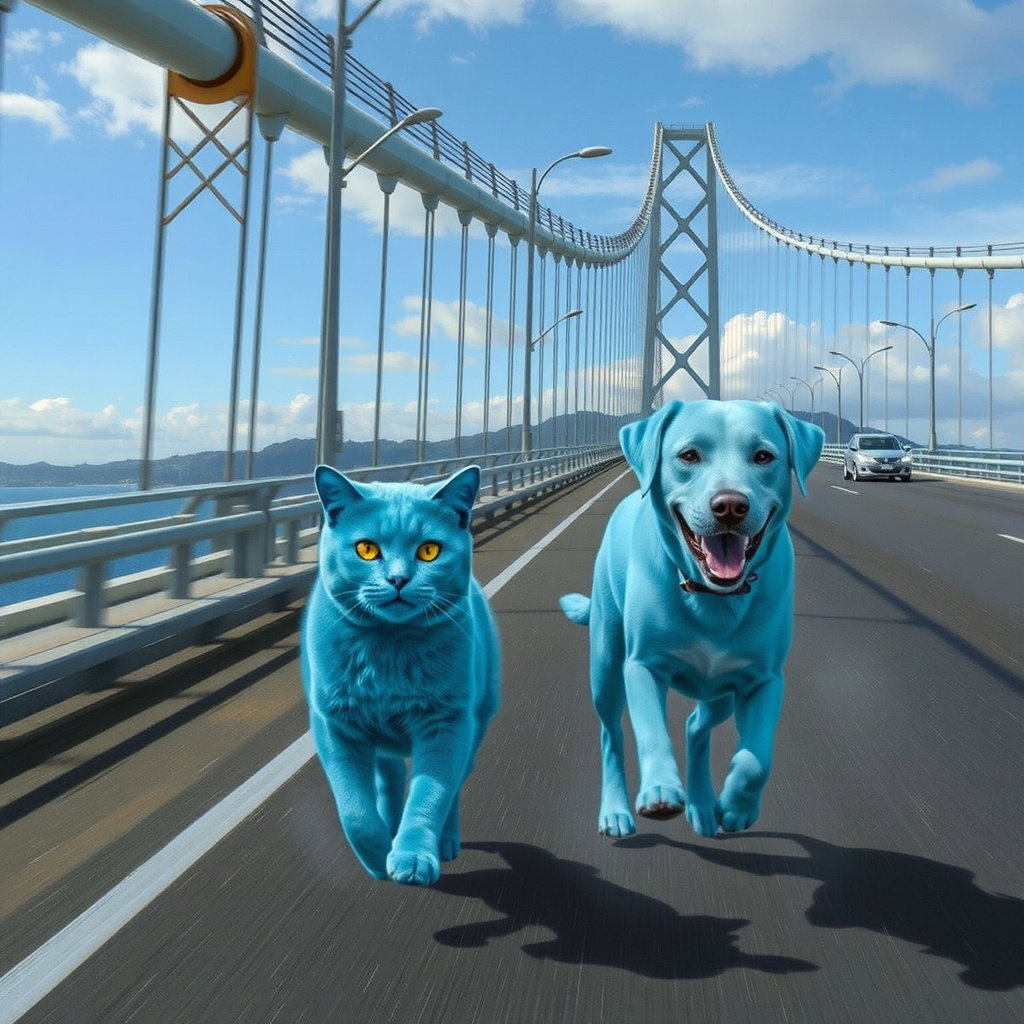 blue cat dog race akashi bridge