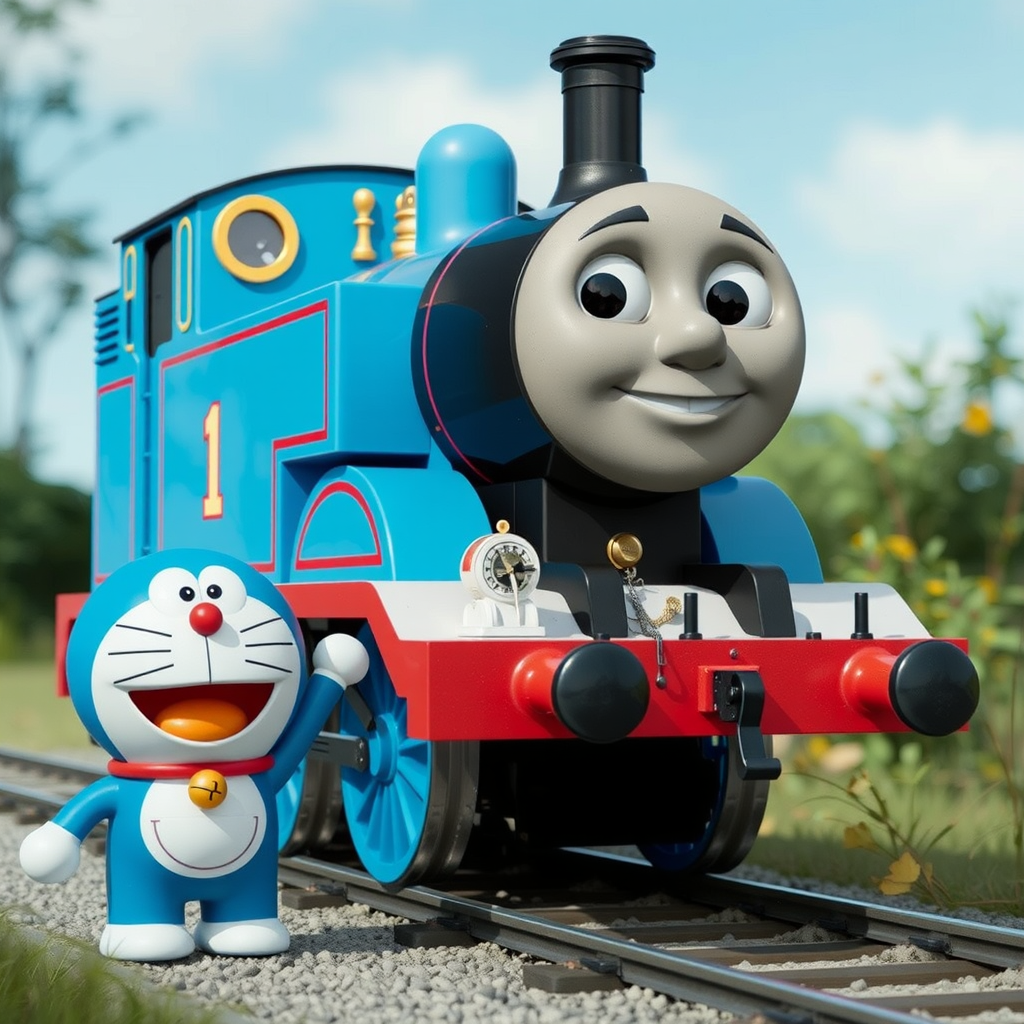 doraemon waves thomas tank engine 3d render