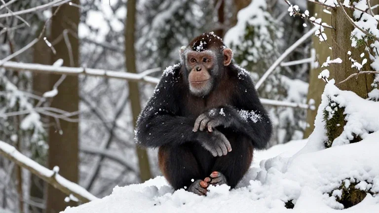 forest snow cold ice ape