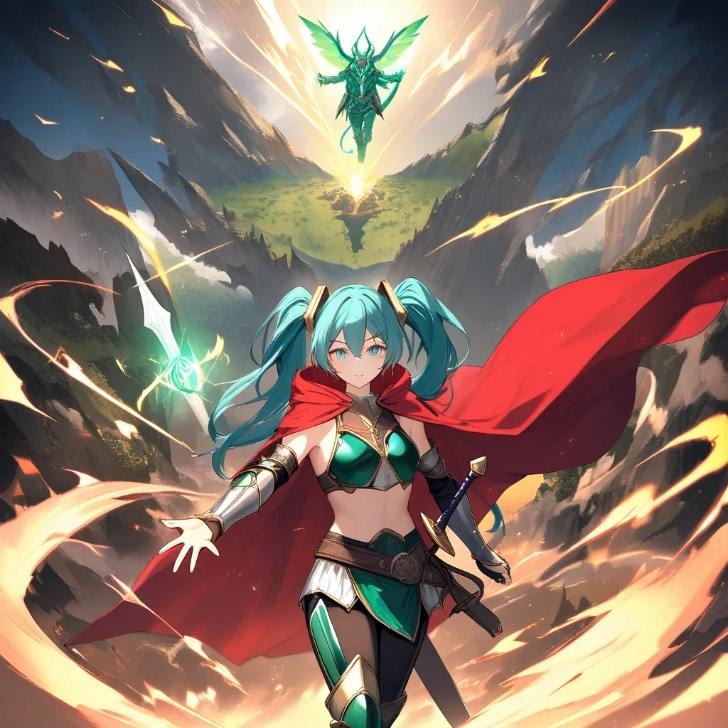 fantasy warrior miku with dragon