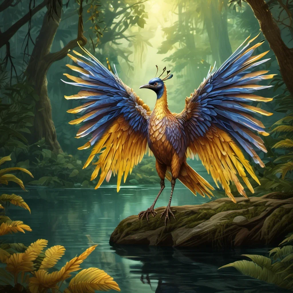 art nouveau lyrebird forest pool golden hour
