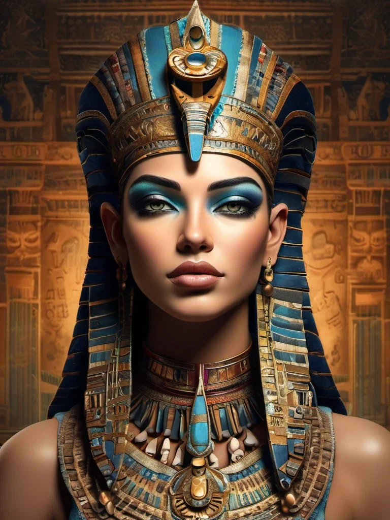 egyptian princess bust vibrant colors detailed fantasy illustration