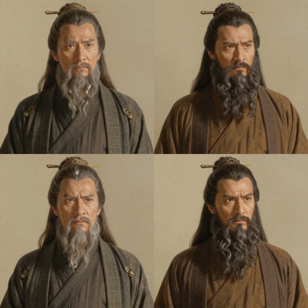 asian male wizard in robe with beard