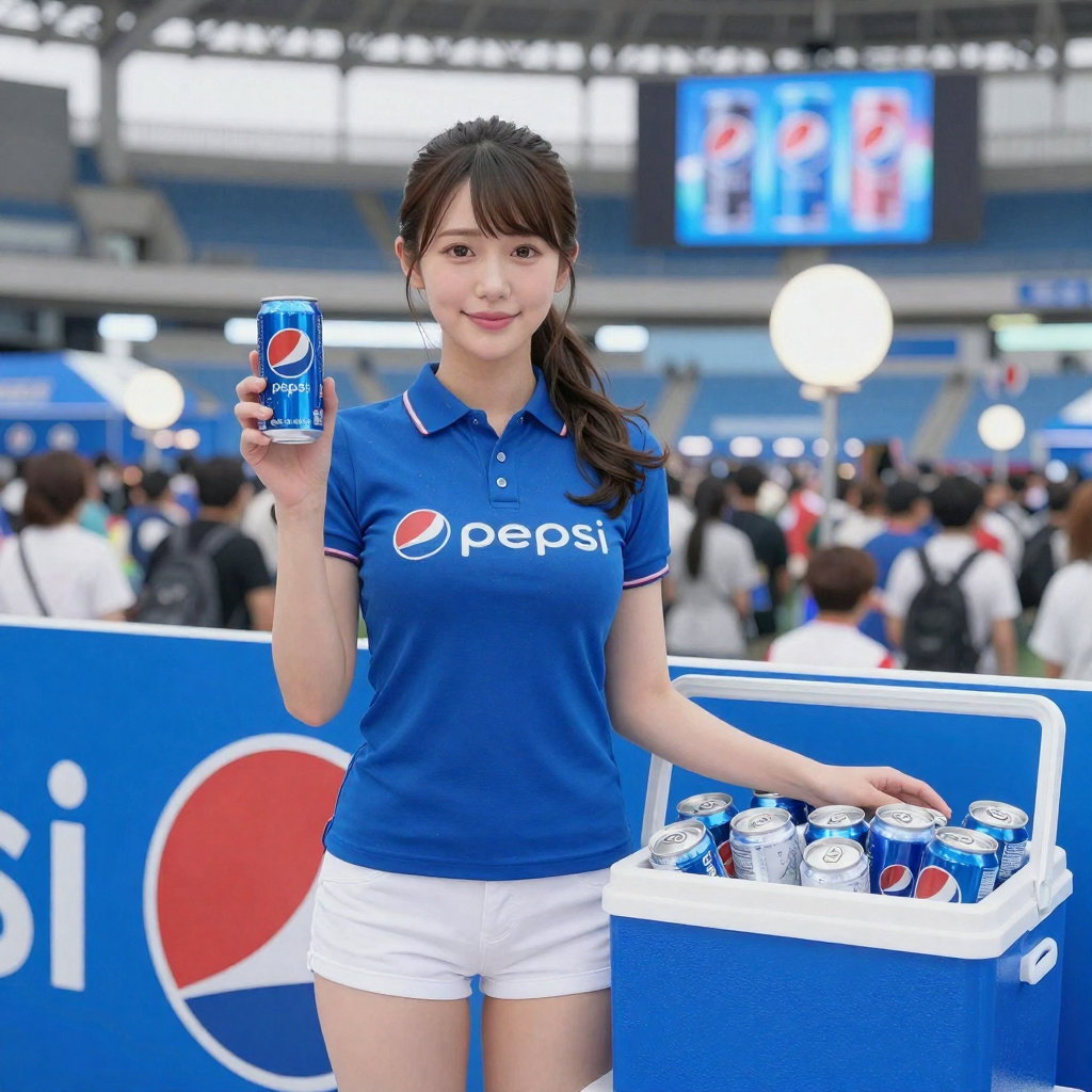 photorealistic digital painting japanese pepsi vendor