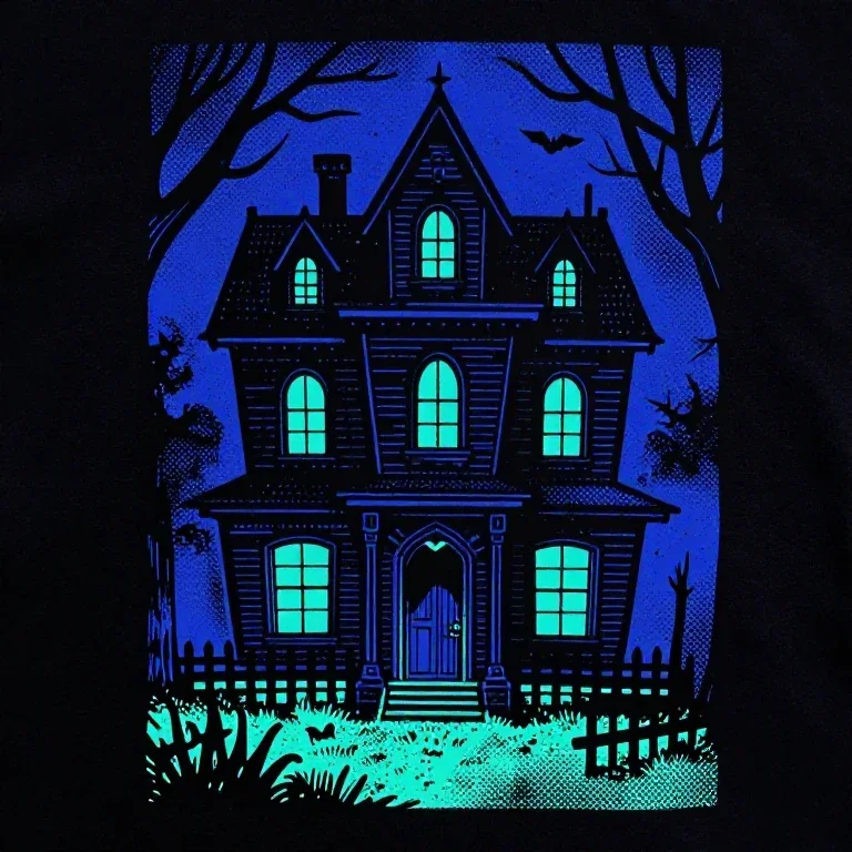 fluorescent halloween tshirt haunted house glow