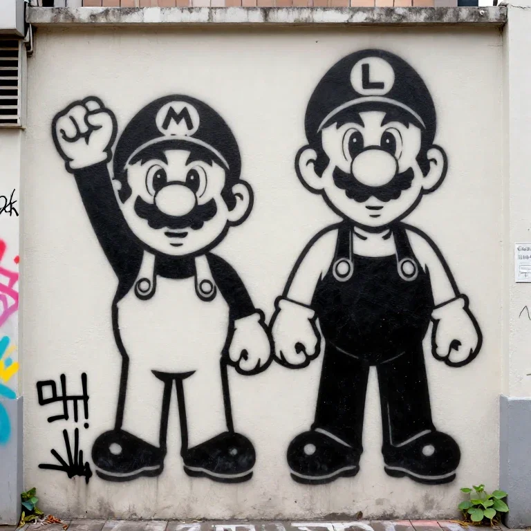 banksy style mario luigi street art
