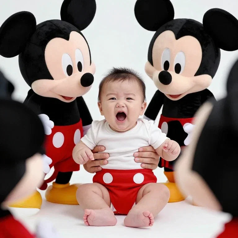 mickey helps baby in trouble