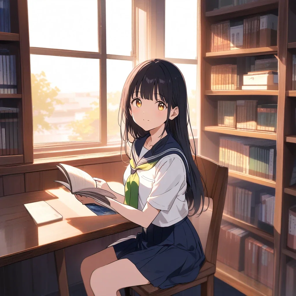 anime character chitanda sketch sunlight window