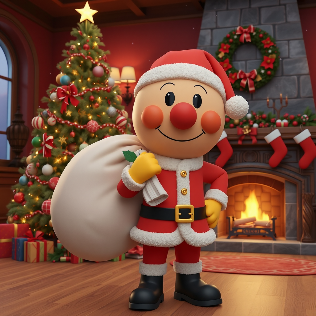 anpanman santa suit gifts christmas tree fireplace