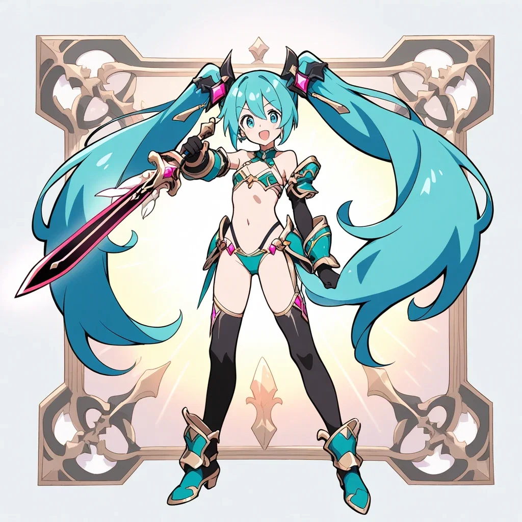 hatsune miku fantasy outfit retro armor sword