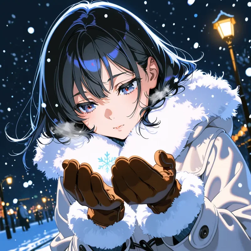 雪降る夜の少女