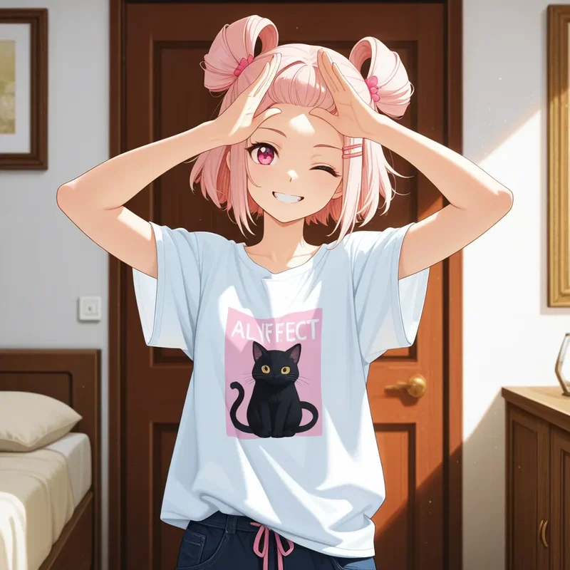 自分の前髪にヘアクリップしてドヤ顔をする女の子２