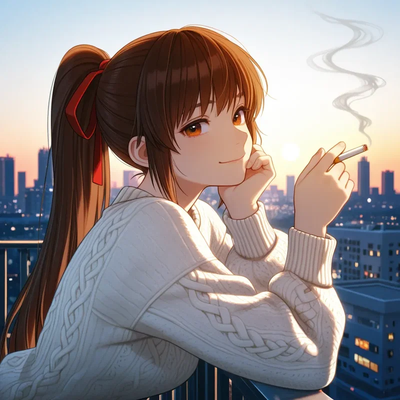 タバコを吸う女の子
