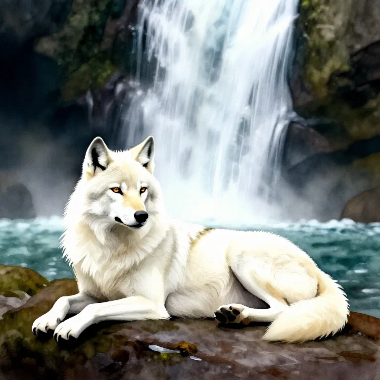 A wolf in front of water#3
