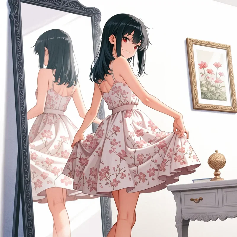 白い花柄ドレスの女の子