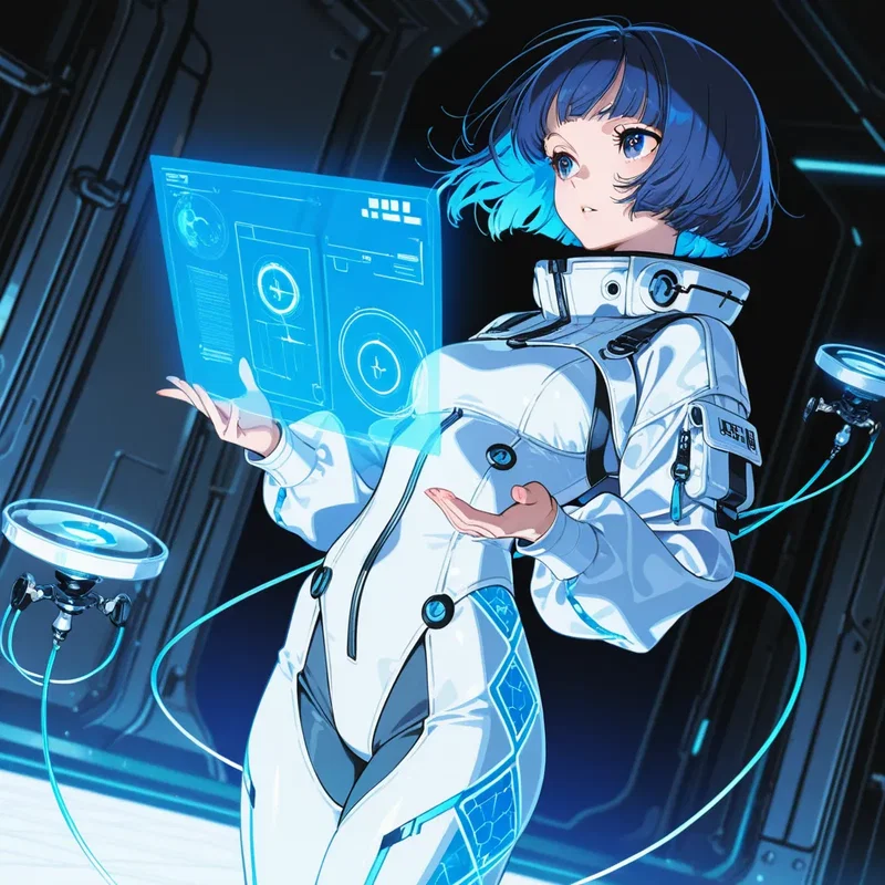 ドローンを操るサイバースーツの女の子