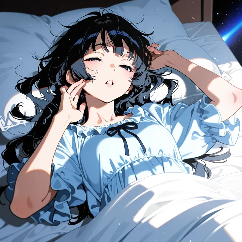 朝の陽ざしが眩しい寝起きの女の子