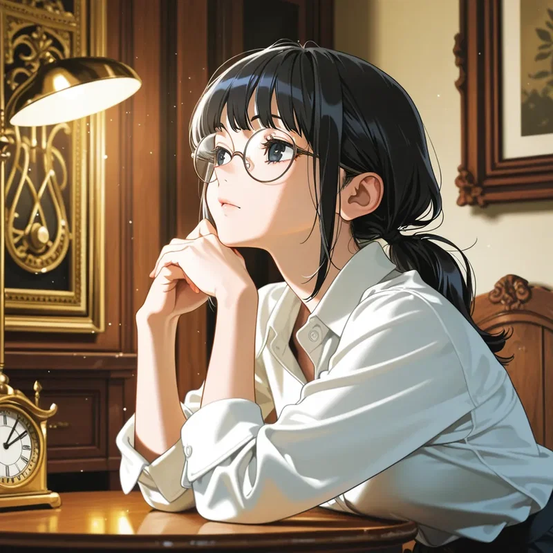 暇そうに店番をしている時計修理屋の女の子