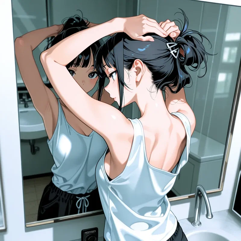 髪の毛をヘアピンでとめてる女の子