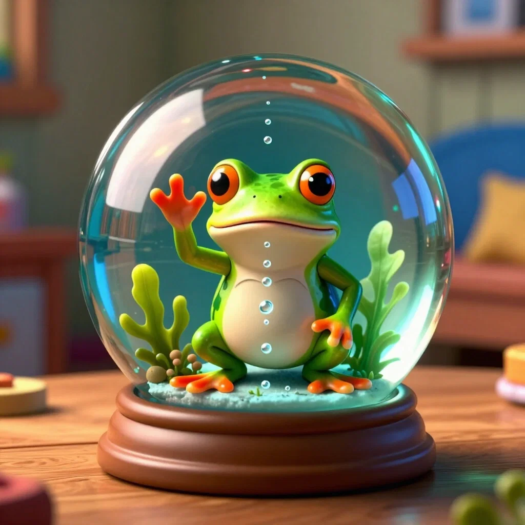 Une Grenouille Marrante dans sa Boule à Neige