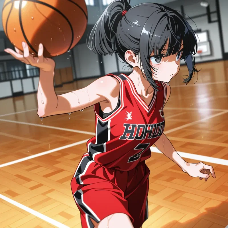 バスケの試合中の女の子