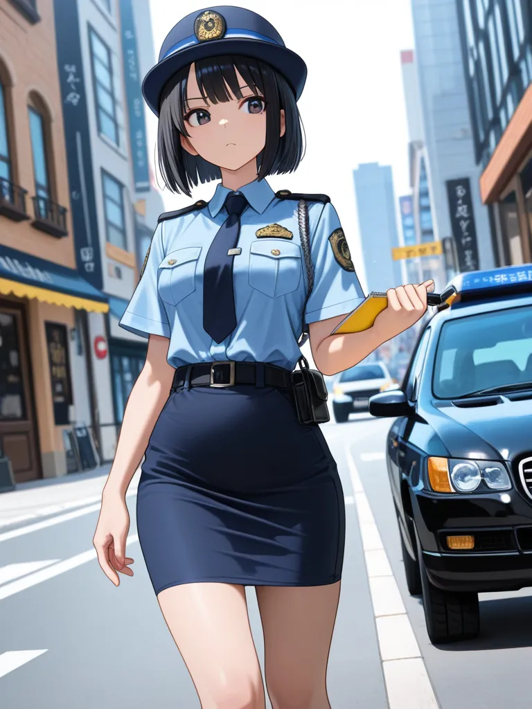 不審な顔をしてこちらに近づいてきた駐車違反取り締まり中の婦警さん