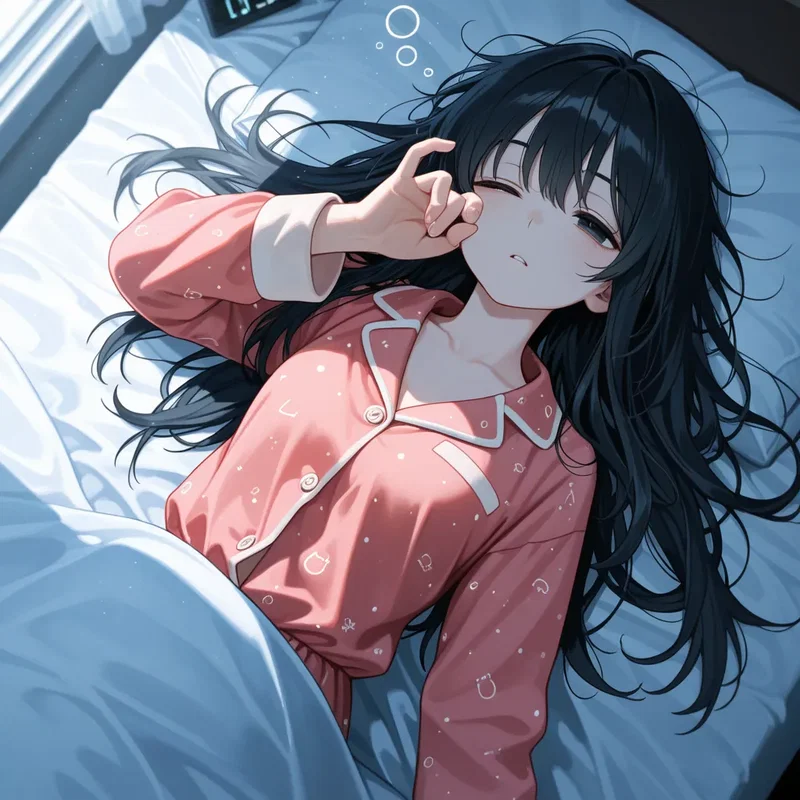 朝、目が覚めた女の子