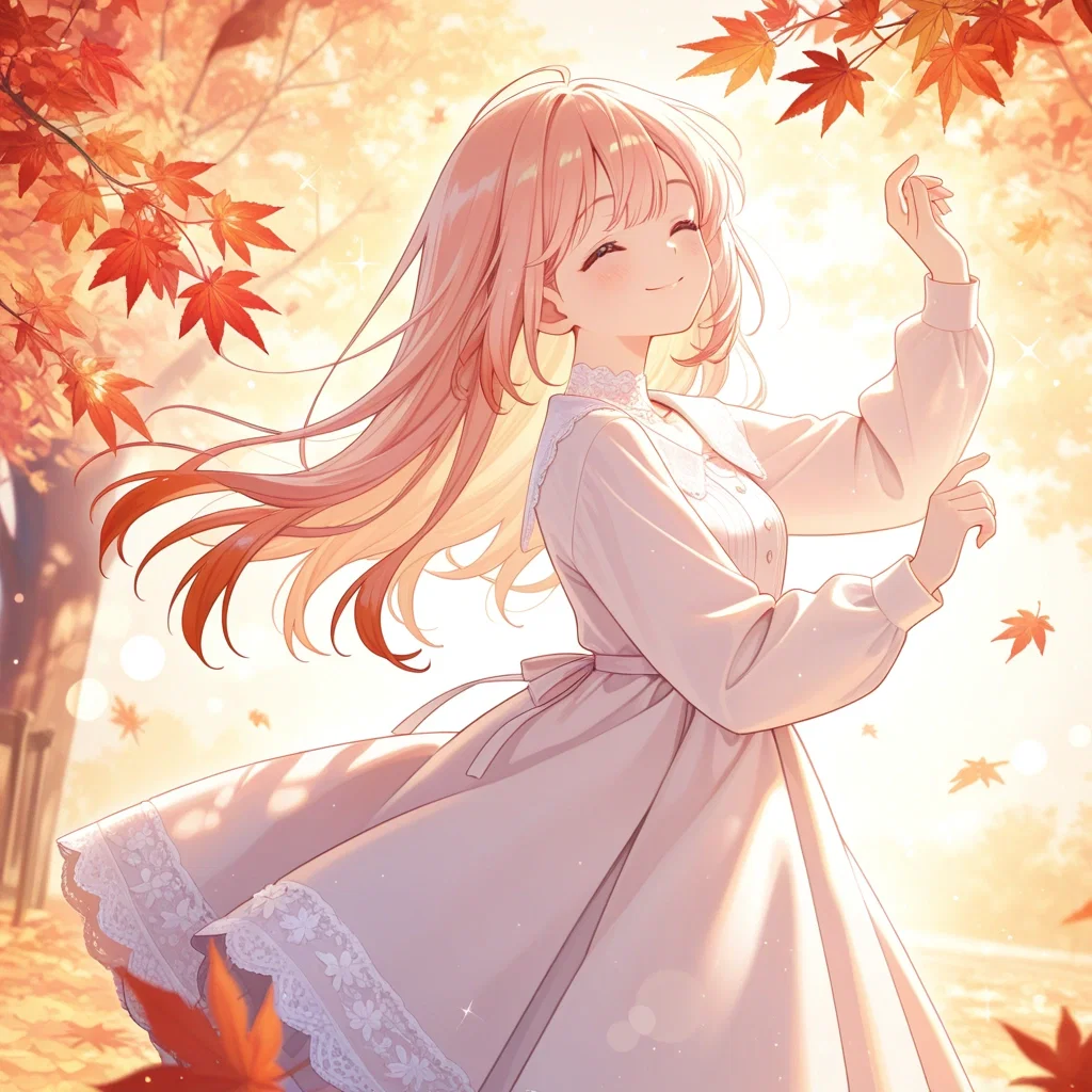 秋を楽しむ少女