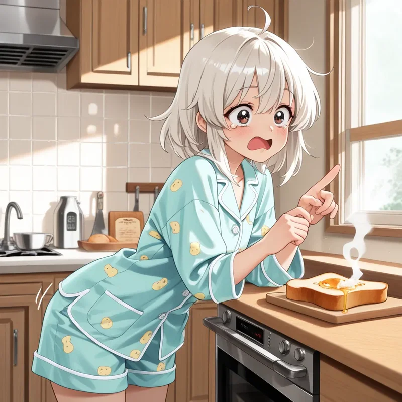 トーストが熱すぎて持てない女の子