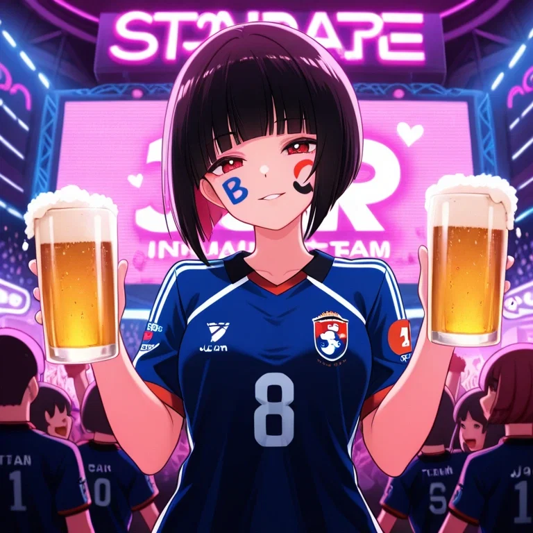 日本代表を応援する女の子