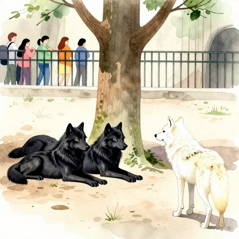 Wolves in a zoo