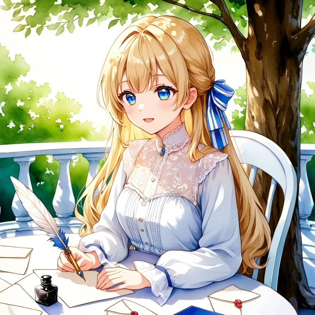 手紙を書く姫君