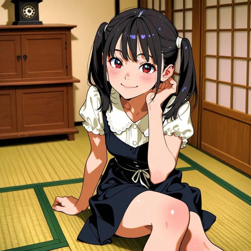 畳の家の昭和の女の子
