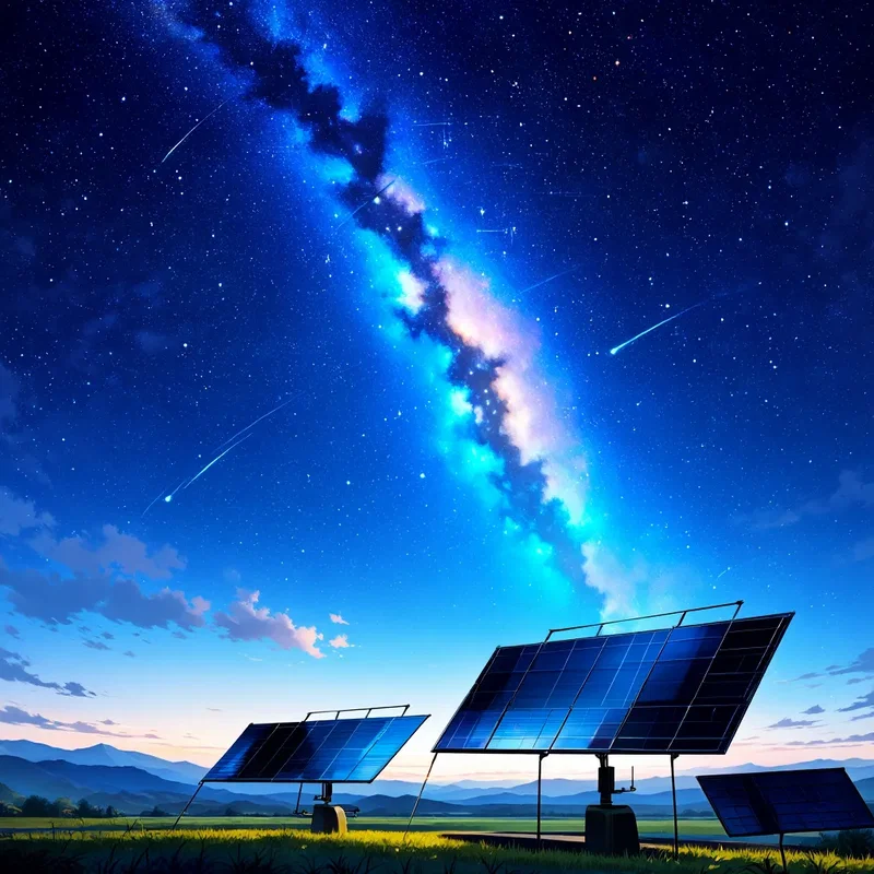 星空と太陽光パネル