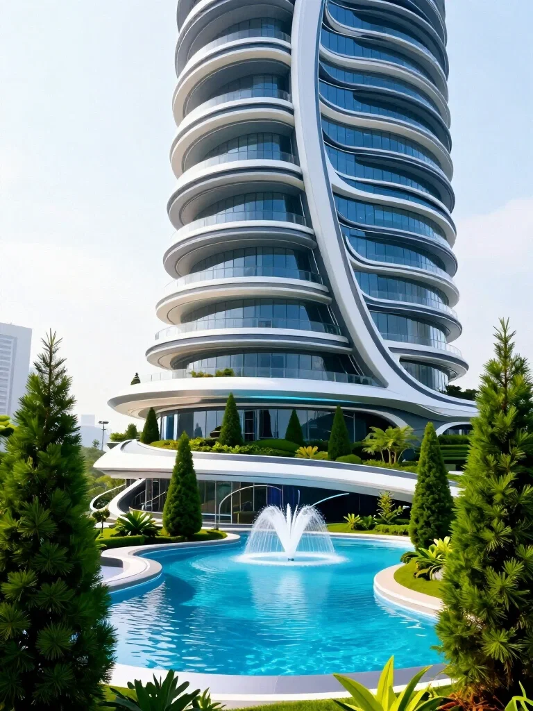 Gratte Ciel Futuriste et son Jardin