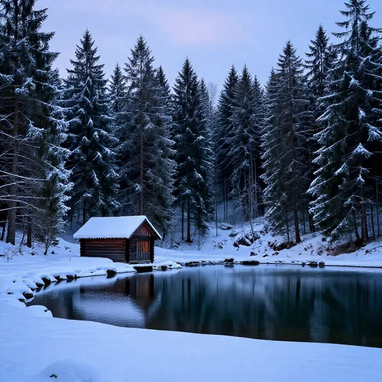 winter lake in forest