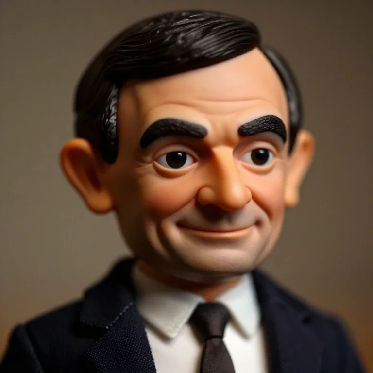 hyper realistic rowan atkinson as mr bean doll