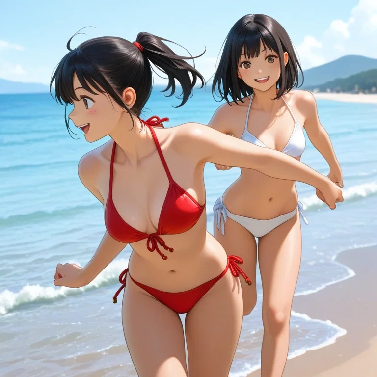 走っている女の子２人（リアル版は審査いき）