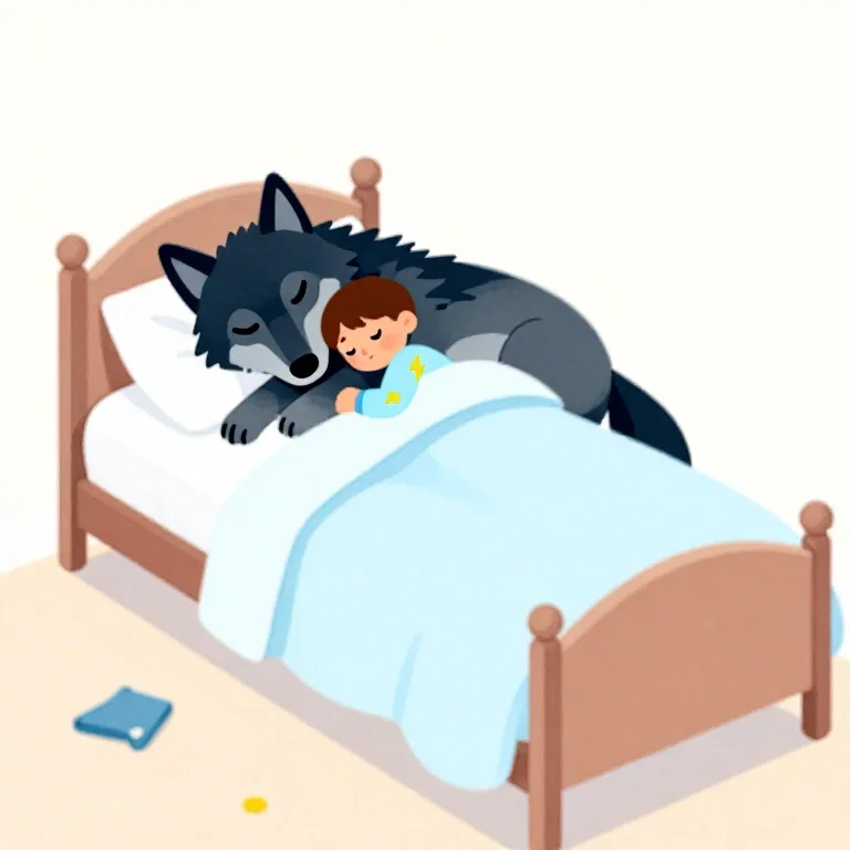 Little boy sleep with.... a wolf. #2