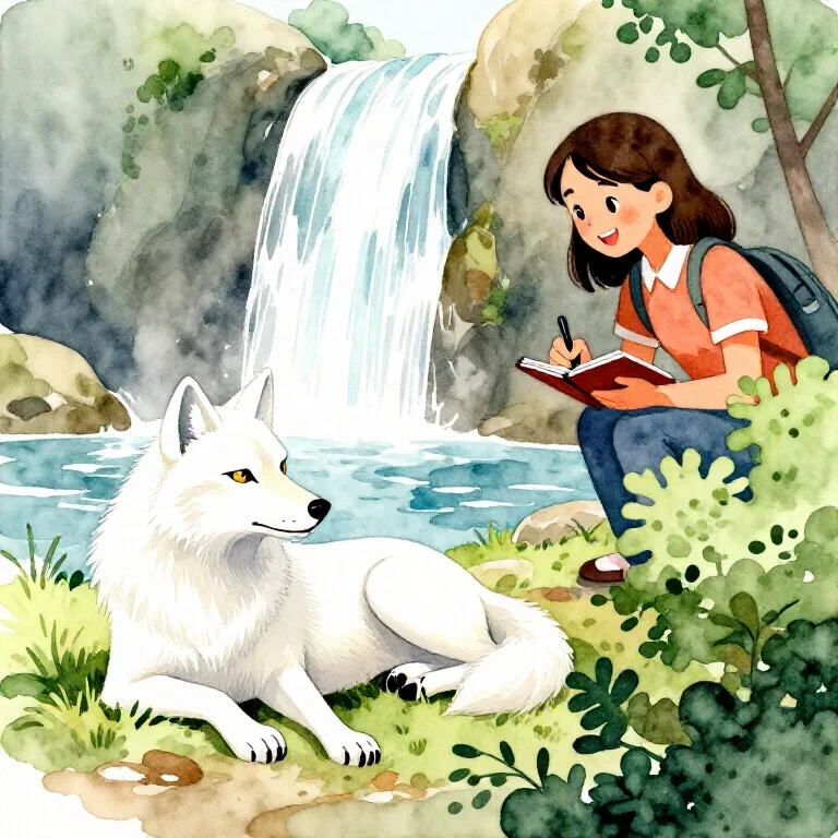 Girl see a wolf