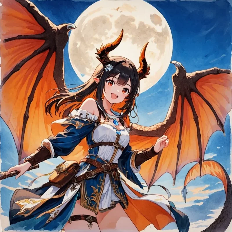 ドラゴン少女、夜空を舞う