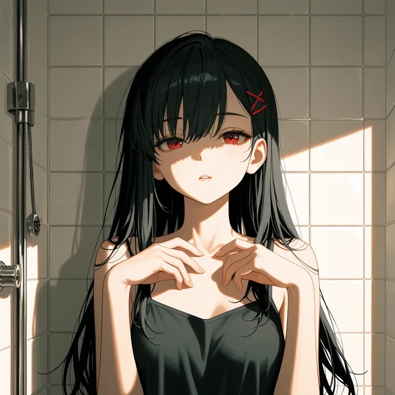 まとめてた髪を下ろした女の子