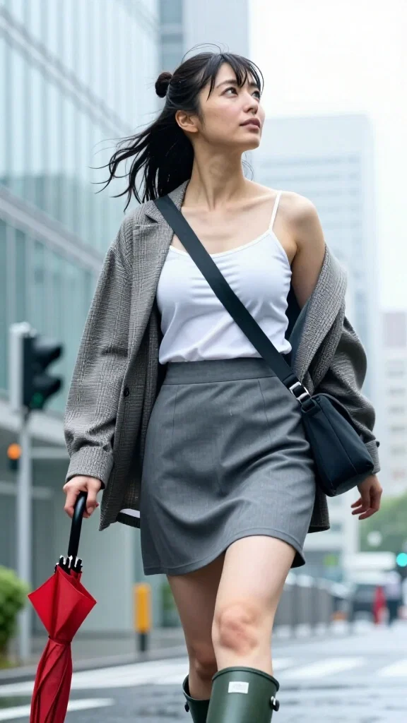 woman in rain waiting for signal