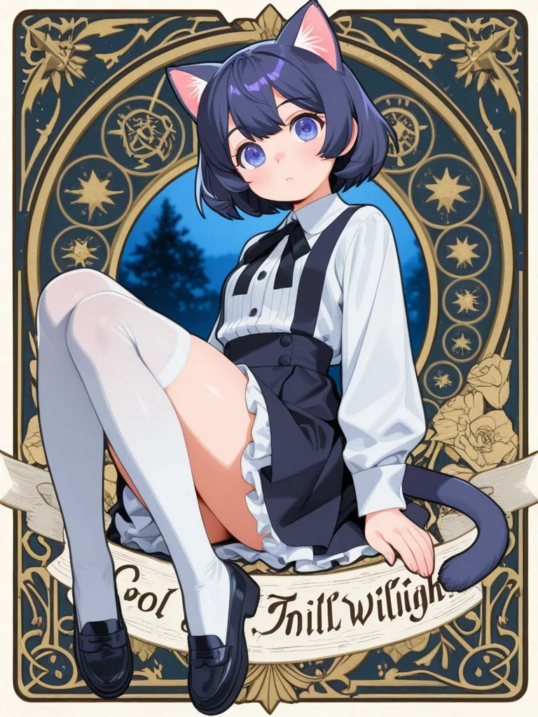 ミュシャ風猫耳少女
